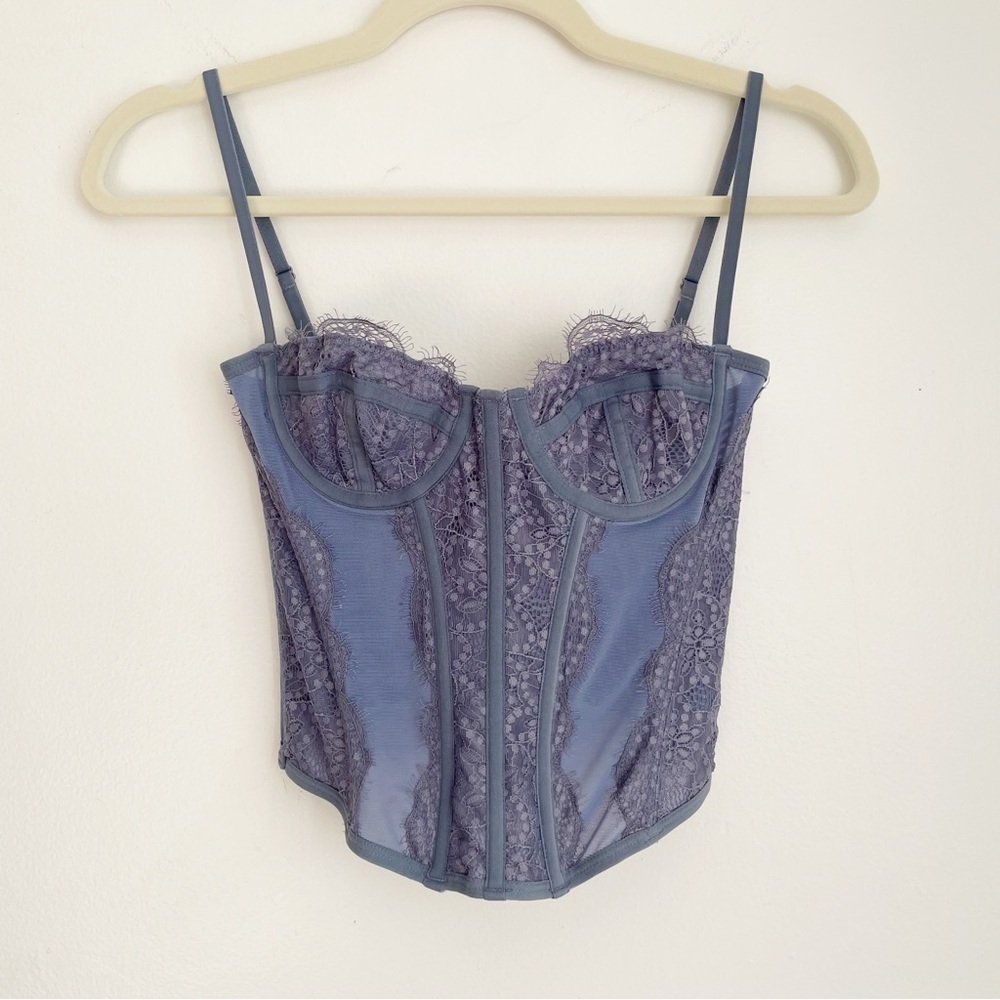 Urban outfitters coquette Corset fairy grunge lace blue lingerie ethereal small - Picture 4 of 13